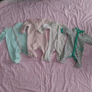 4 Newborn Girls Sleepers